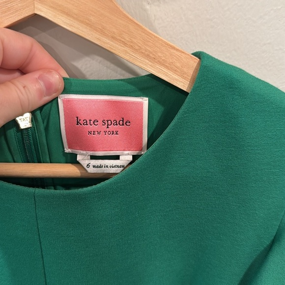 Kate Spade Ponte Flutter-sleeve Midi Dress Vibrant Green Ruffle Elegant Size 6 - Picture 4 of 6